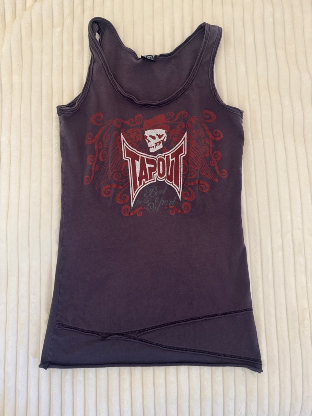 Tapout Women's Plum Graphic Tank Top with Red and White Logo